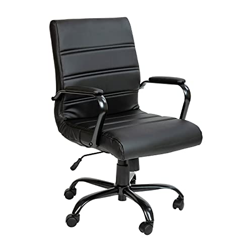 Flash Furniture Sedie Da Ufficio In Pelle, Nero, Mid Back