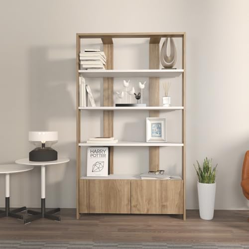 Hanah Home Bookshelf, Noce Bianca, Taglia Unica