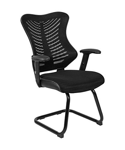 Flash Furniture Design Black Mesh Sled Base Side Reception Chair Con Braccia Regolabili