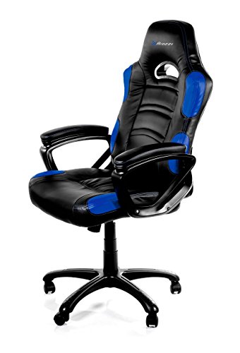 Arozzi Enzo Sedia Gaming, Finta Pelle, Nero Blu, 70X60X90 Cm, 5 Unità