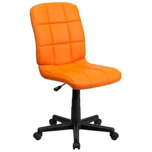 Flash Furniture Clayton - Sedia Da Ufficio Girevole, Con Schienale Medio, In Vinile Trapuntato, Colore Arancione