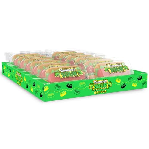 Yammiez Mallow Sour Caramelle Morbide A Forma Di Hot Dog Espositore Da 12 Panini Confezionati In Vaschette Monoporzione