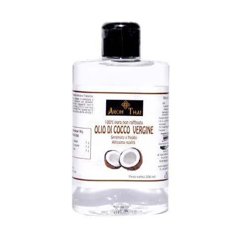 Arom Thai Olio Di Cocco Vergine 100% - Olio Naturale Non Raffinato, Estratto A Freddo, Unico Made In Thailandia, Alimentare, Capelli, Pelle E Abbronza