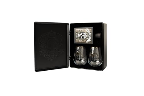Amuerte Metal Box - Gin 70 Cl + 2 Bicchieri Trasparenti (Amuerte Black)