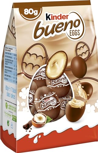 Kinder Bueno Eggs, Croccanti Ovetti Ricoperti Di Cioccolato Finissimo Al Latte Con Ripieno Cremoso Al Latte E Nocciola, 80 Gr