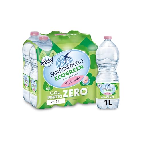Acqua Minerale San Benedetto Ecogreen 1L Easy, Acqua Oligominerale Naturale, Benedicta, Formato 6X1L