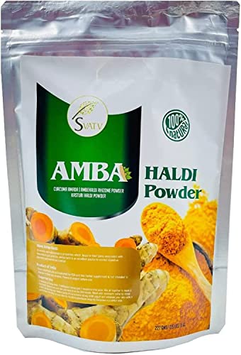 Svatv Polvere Di Curcuma Selvatica Naturale | Amba Haldi | Kasturi Manjal | Curcuma Aromatica | Per Una Pelle Luminosa - Dimensioni: 227G