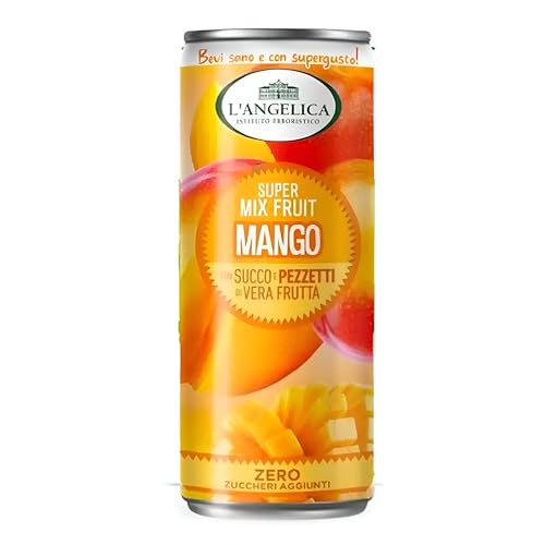 L'Angelica Super Mix Fruit Gusto Mango 12 Lattine Da 240 Ml Zero Zuccheri Aggiunti Con Pezzi Di Frutta