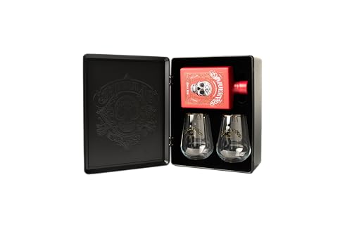 Amuerte Metal Box - Gin 70 Cl + 2 Bicchieri Trasparenti (Amuerte Red)