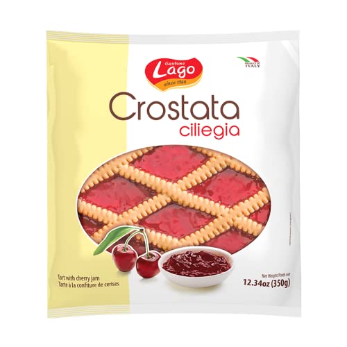 Gastone Lago Crostata Alla Ciliegia 350 G, Flowpack, Torta Crostata Con Confettura Di Ciliegie, Pasta Frolla, Prodotto Italiano, Senza Olio Di Palma