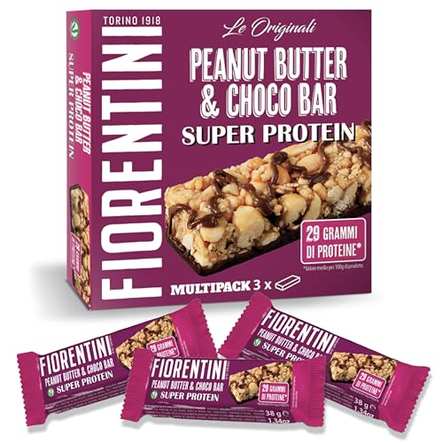 Fiorentini 3 Barrette Proteiche Peanut Butter E Choco Bar, Super Protein - 38 Gr X 3