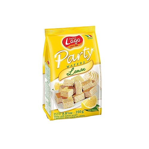 Lago 1968, Party Limone 250G, Wafer Con Vellutata Crema Al Limone 74% Con 5 Strati Friabili Di Wafer