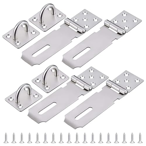 4 Pezzi Chiavistello Per Porta In Legno,Catenaccio Porta Argento,Lucchetto Hasp Lock Porta,Chiavistello Porta Lucchetto Hasp In Acciaio Inossidabile,P