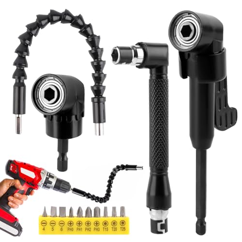 Nviyam 14 Pezzi Trapano Mandrino Avvitatore Angolare Kit,105 Gradi Prolunga Accessori Snodo Avvitatore,Prolunga Trapano Flessibile Per Trapano Elettri