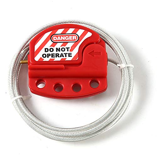 Pofet Bloccaggio Cavo Tagout Rosso Lockout Regolabile In Acciaio Vinile Rivestito Cavo Di Blocco Per Applicazioni Di Blocco Tagout. Funziona Con Serra