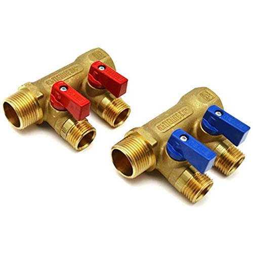Tiemme Collettore Nino Giallo C/Valvola A Sfera Da 3/4 X 16 2 Vie - 3/4 X 1/2 X 16