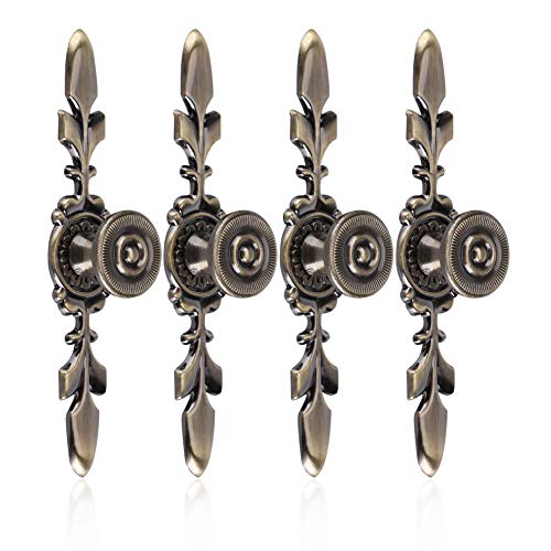 Fdit 4 Maniglie, In Stile Vintage, Per Porte, Piastra Per Mobili, Cassetti, Armadi, Comò, Con Vite Grün Bronze