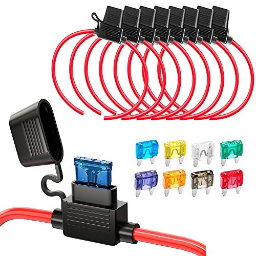Gebildet 8Pcs 32V 20A Portafusibile Di Piccolo Lame, 12Awg Atc Portafusibile In-Line, Protezione Sovraccarico Con 8Pcs Fusibile Piccola (3A/5A/7.5A/10
