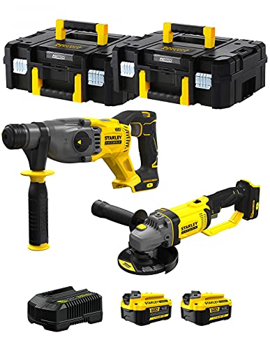 Stanley Fatmax Kit Svk203 (Tassellatore Sfmch900 + Smerigliatrice Sfmcg400 + 2 Batterie 4,0 Ah + Caricabatteria + 2 X Tstak Ii)