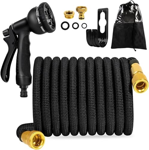 Fascinatdeco Tubo Acqua Giardino 15 Metri Tubo Estensibile Da Giardino, Canna Acqua Giardino Con 8 Funzioni Pistola, Tubo Irrigazione Con Raccordi In