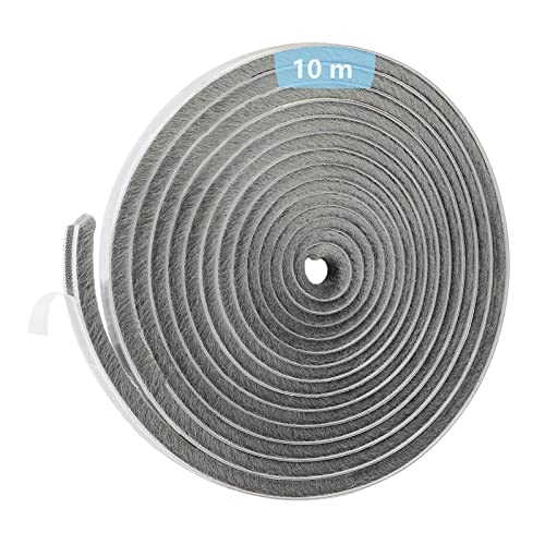 Guarnizione A Spazzola, 10M Paraspifferi Spazzola, 9Mm(L) X 9Mm(P), Grigio, Paraspifferi Spazzola Adesivo, Guarnizione A Spazzola Autoadesiva, Guarniz