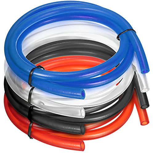 Sacjkt Tubo Benzina Universale, Tubo Carburante Resistente Alle Alte Temperature, 4 Pezzi Tubo Del Carburante In Gomma Premium Per Moto (1M, Nero/Ross
