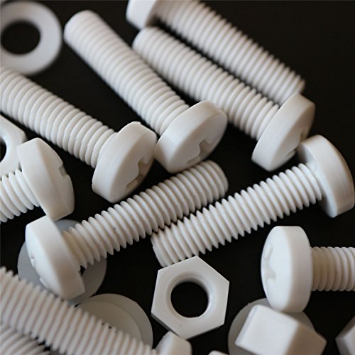 20 X Viti A Testa Arrotondata Bianchi Polipropilene (Pp) Dadi E Bulloni Di Plastica, M5 X 20Mm, Rondelle