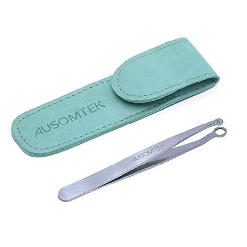 Ausomtek Nose Hair & Ear Hair Trimming Tweezers, Eyebrow Grooming Scissors, Eyelash Clipper, Stainless Steel Grooming Scissors, Safe Round-Headed, For