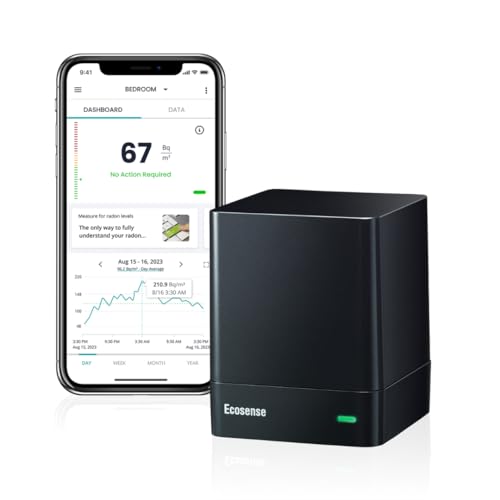 Ecosense Ecoqube, Rilevatore Digitale Di Radon, Rilevamento Rapido Delle Variazioni, Monitoraggio Continuo Termine Con Grafici Di Tendenza, Accesso Re