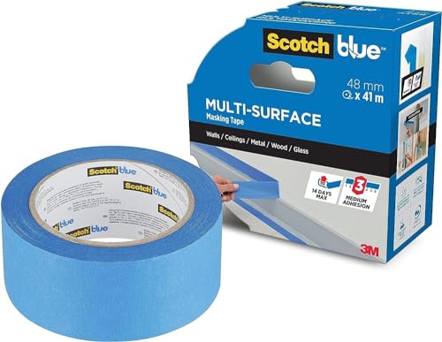 Scotchblue Nastro Coprente Multi-Superficie, 48 Mm X 41 M, 1 Rotolo/Confezione, Nastro Adesivo Blu Per Pittori, Per Pittura E Decorazione, Interni Ed