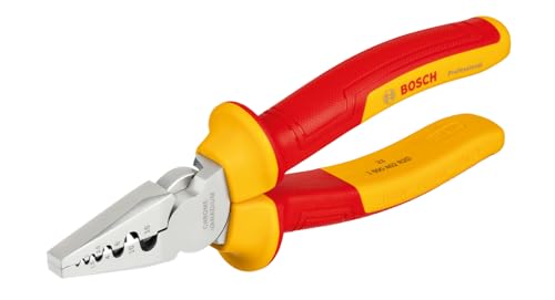 Bosch Professional Pinze Per Crimpatura Vde – 180 Mm (Intervallo Di Crimpatura Da 0,25 Mm² A 16 Mm², Certificate Fino A 1.000 V)