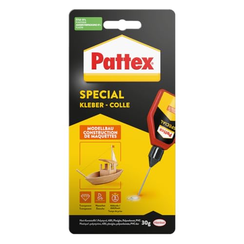 Colla Speciale Pattex Per Modellismo, Colla Ad Alta Resistenza Per Plastica E Legno, Asciuga Senza Lasciare Tracce, Flacone Da 30 G Con Ago Per Micro-