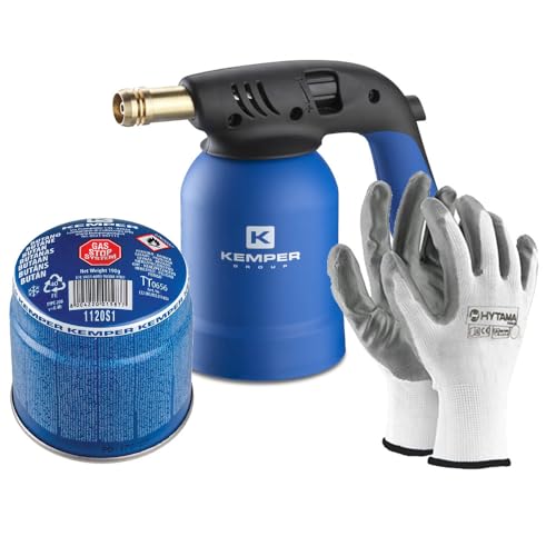 Lampada Per Saldare Cannello Accendi Fuoco Kemper + 1 Bombole Gas Butano Sicuro + 1 Guanti Omaggio