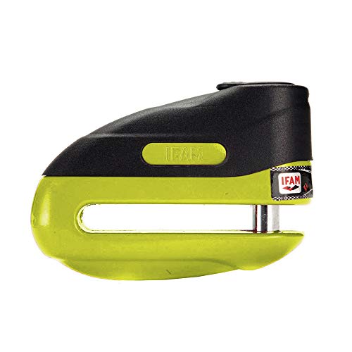Ifam Bloccadisco Moto Lucchetto, Modello Road 75 Mm, Protezione Antifurto, Bloccaggio Automatico, Include 3 Chiavi, Colore Giallo, Compatto E Sicuro,