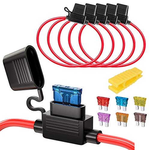Gebildet 5Pcs 32V 20A Portafusibile Di Standard Lame, 16Awg Ato Portafusibile In-Line Con Un Cappello, Protezione Sovraccarico, Con 6Pcs Fusibile Medi