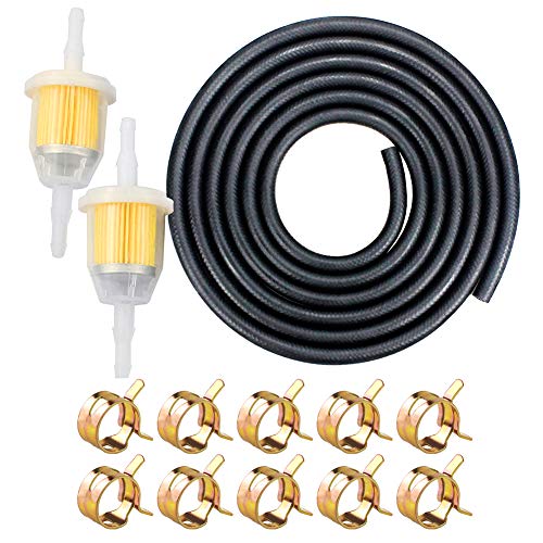 Kit Tubo Benzina - 2 Metri Ø 8Mm Linea Carburante + 2 Pezzi 8Mm Gas Inline Filtri Carburante + 10 Pezzi Fascette Stringitubo