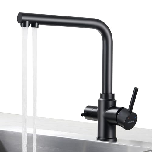 Bonade Rubinetto Cucina 3 Vie, Miscelatore Cucina 3 Vie Girevole A 360°, 3 In 1 Rubinetti Cucina Per Acqua Potabile A Doppia Leva, Rubinetto A Tre Vie