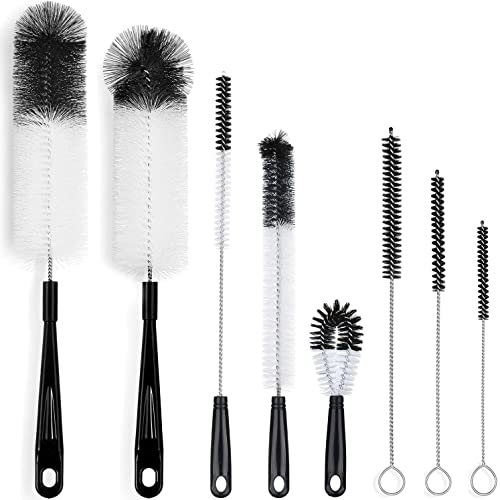 Alink Set Di 8 Pennelli Per La Pulizia Delle Bottiglie, Per Cannucce, Bottiglie, Bottiglie D'Acqua, Bottiglie Di Birra, Thermos, Nero