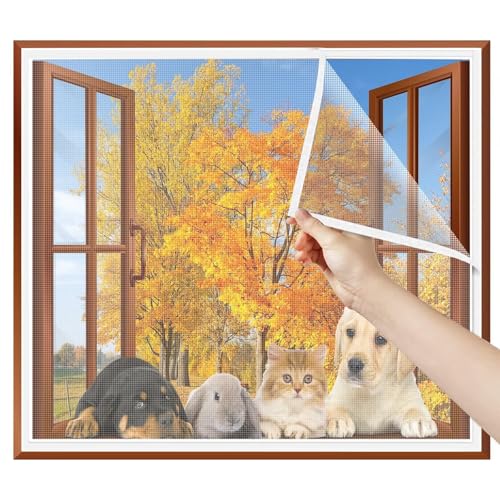 Zanzariera Finestra Adesiva,80X130Cm,Bianco Rete Molto Resistente, Anti Insetti Zanzariera Per Porte E Finestre, Facile Da Installare