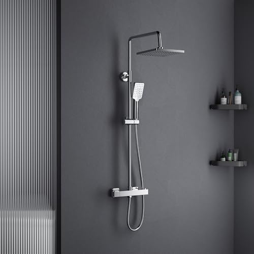 Morado Colonna Doccia Con Miscelatore Termostatico,Miscelatore Termostatico Doccia,Sistema Doccia Con Altezza Regolabile 85-115Cm