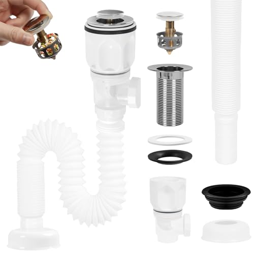 Dachiy Tubo Di Scarico Flessibile, Sifone Per Lavandino, Diametro: 32 Mm, Guarnizione Dell'Odore Per Lavabo, Non Sono Necessari Strumenti Per Il Monta