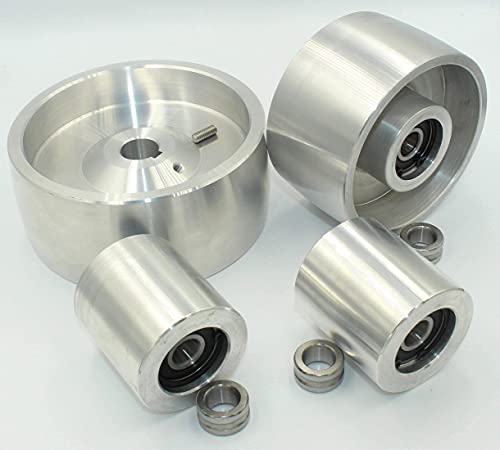 (Al5-100-19) Set Di Rotelle Per Smerigliatrice A Nastro Cnc Per Smerigliatrici A Lama Da 130 Mm, Albero Da 19 Mm, Binario Da 75 Mm, Puleggia Folle Da