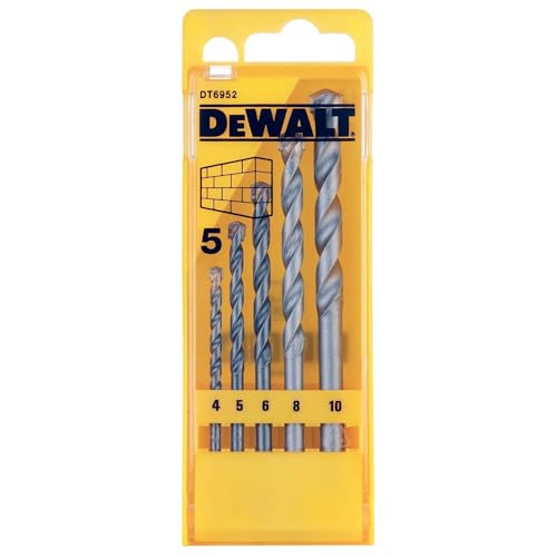 Dewalt Set Punte Per Muratura - Set 5 Punte Punte Per Muratura In Cassetta Di Plastica. Diametri: 4, 5, 6, 8, 10 Mm Dt6952-Qz