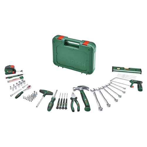 Bosch Set Di Utensili Manuali Avanzati Da 64 Pezzi (Kit Versatile, Materiali Di Alta Qualità, Utensili Ergonomici, Pinze, Chiavi, Avvitatori, Cricchet