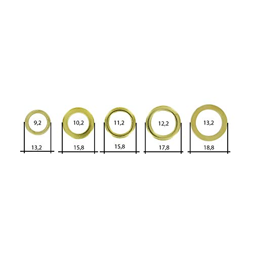 Set Di 50 Anelli Fitschenring, Ognuno Di 10 X Ø 9/10/11/12/13 Mm, Per Il Sollevamento Di Porte, Acciaio Ottonato, Rondelle, Rondelle, Distanziali, Sol