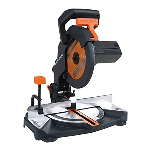Evolution Power Tools 046-0002A R210Cms Compound Saw With Multi-Material Cutting, Bevel, 45 Degree Mitre, 3-Year Warranty, 1200 W, 110 V-Site Use