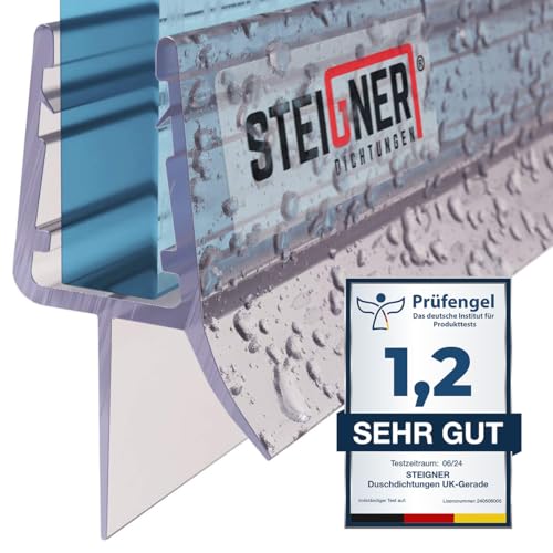 Steigner Guarnizione Doccia, 80Cm, Per Spessore Vetro 6/7/ 8 Mm, Guarnizione Dritta In Pvc, Uk03