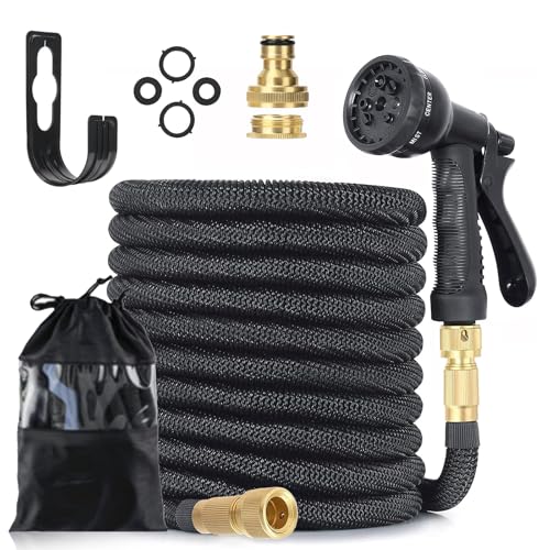Lingky Tubo Estensibile Giardino 7.5 Metri, Tubo Acqua Giardino In Poliestere Espandibile, Canna Acqua Giardino Con 8 Funzioni Pistola E Raccordi In O