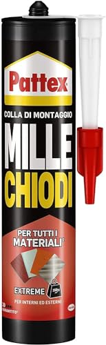 Pattex Mille Chiodi Extreme, Forte Adesivo Di Montaggio, Colla Forte Per Interni E Esterni, Adesivo Sigillante Resistente Ad Acqua E Raggi Uv, Bianco,