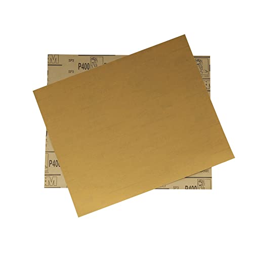 3M Grana 400 Pre-Tagliato Dorato Foglio Carta Vetro In Ossido Alluminio 227X280Mm (Set Di 2)